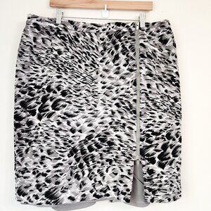 Talbots Pencil Skirt 18W Gray Animal Print Cotton Classic Chic Business Casual